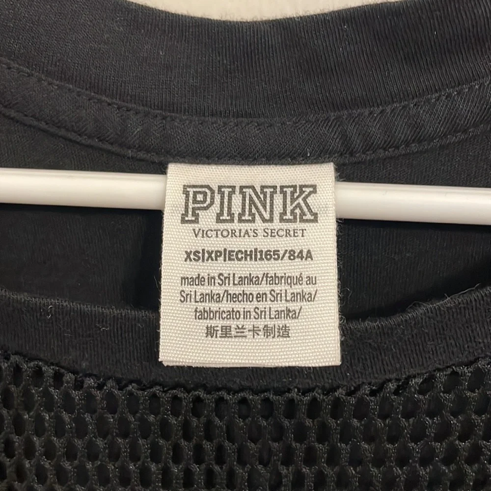 NWOT Victoria’s Secret PINK Muscle Tank Black "Red White & Lit" 100% cotton- XS - Picture 4 of 7